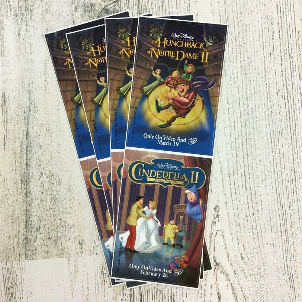 Vtg Disney Hunchback of Notre Dame II and Cinderella II Promo Stickers Lot